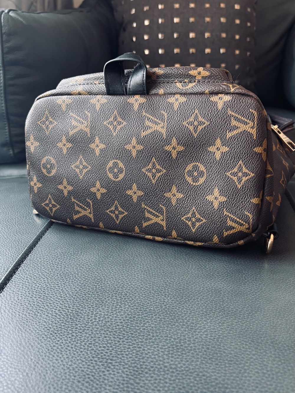 Monogram Mini Backpack with Brown and Gold Hardware - Picture 4 of 5